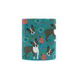 Boston terrier beautiful flower pattern Classical White Mug (Fulfilled In US)