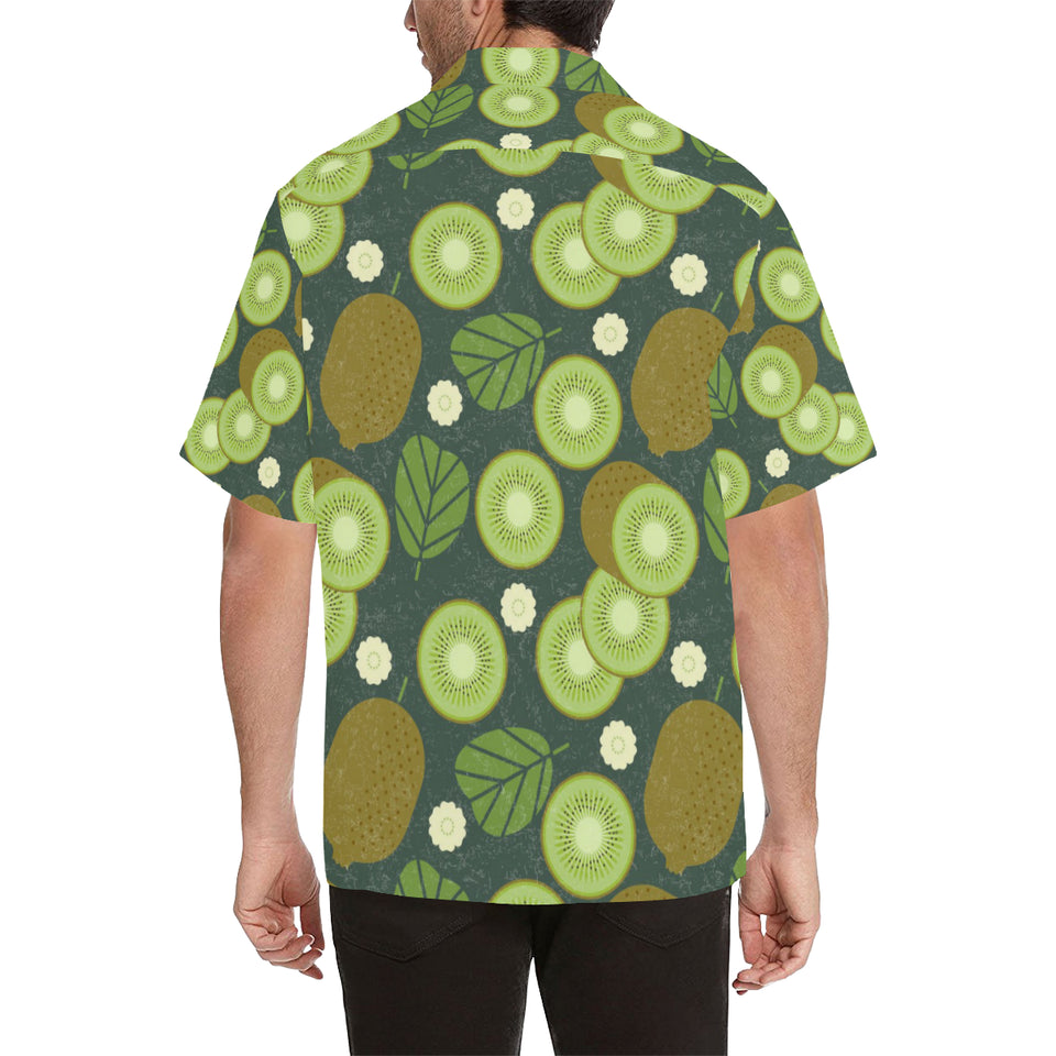 Whole sliced kiwi leave and flower Men's All Over Print Hawaiian Shirt