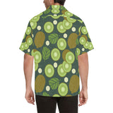 Whole sliced kiwi leave and flower Men's All Over Print Hawaiian Shirt