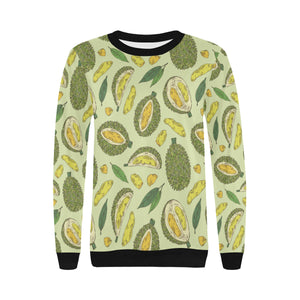 Durian leaves pattern background Women's Crew Neck Sweatshirt
