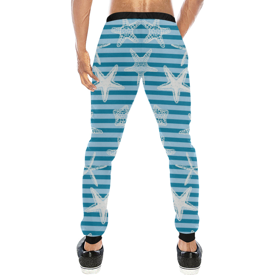Starfish blue blackground Unisex Casual Sweatpants