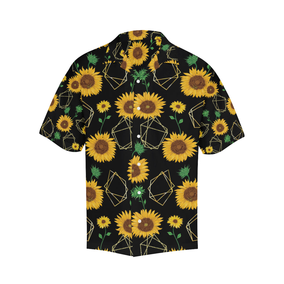 sunflower golden polygonal shapes Men's All Over Print Hawaiian Shirt