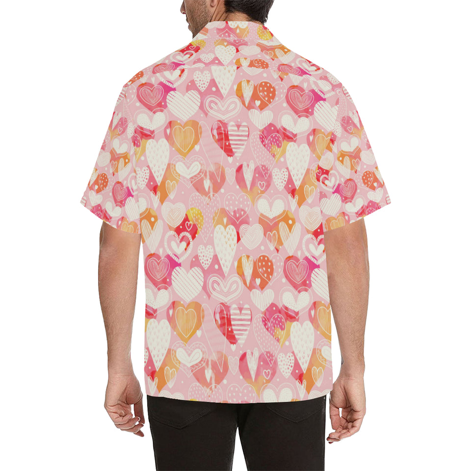 Hand drawn heart design pattern Men's All Over Print Hawaiian Shirt