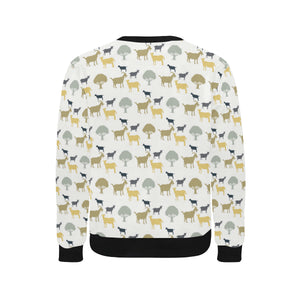 Silhouettes of goat and tree pattern Men's Crew Neck Sweatshirt