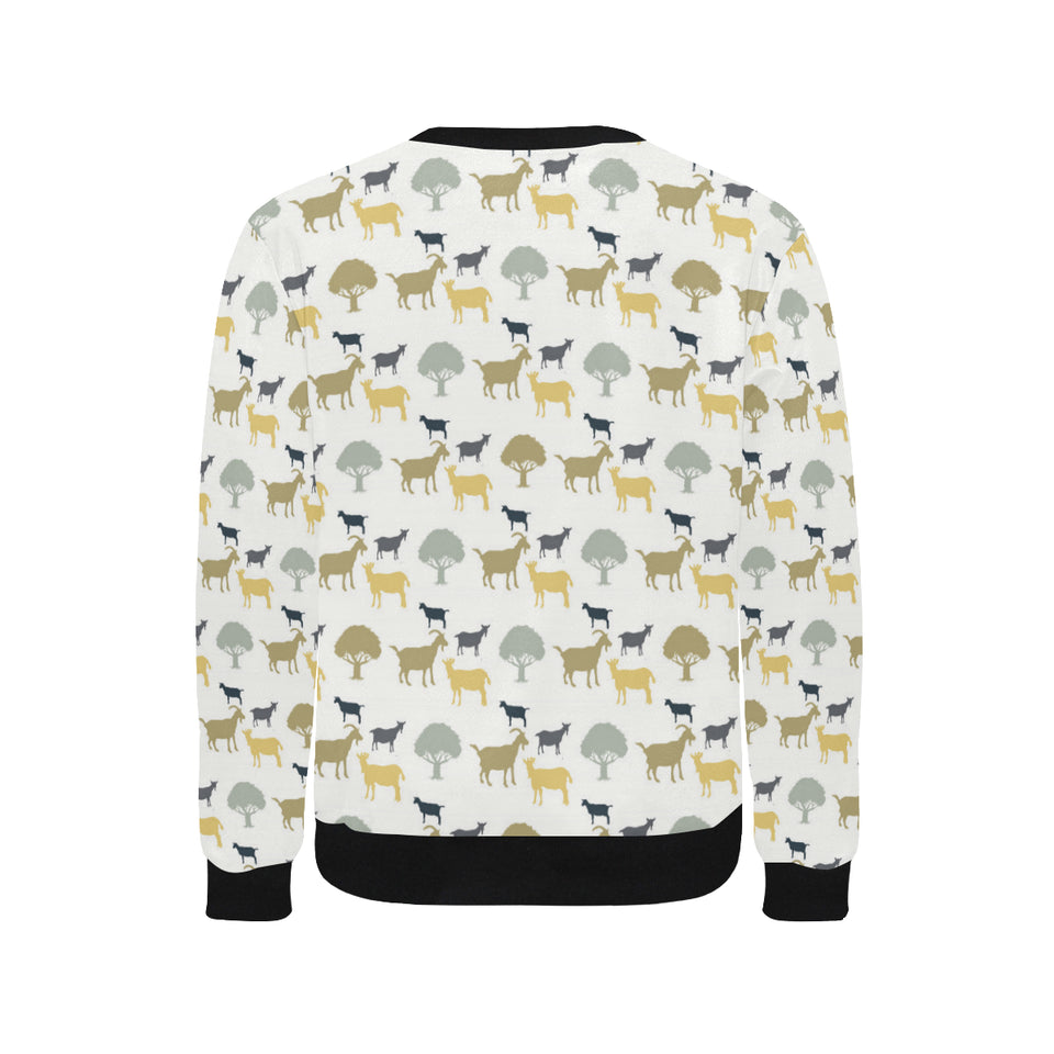 Silhouettes of goat and tree pattern Men's Crew Neck Sweatshirt