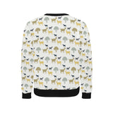 Silhouettes of goat and tree pattern Men's Crew Neck Sweatshirt
