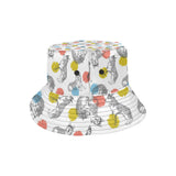 Siberian husky and colorful circle pattern Unisex Bucket Hat