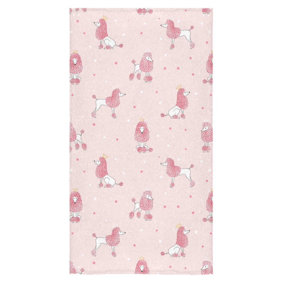 Poodle dog pink color theme Bath Towel