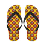 Daruma japanese wooden doll yellow background Unisex Flip Flops
