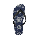 nautical steering wheel design pattern Unisex Flip Flops