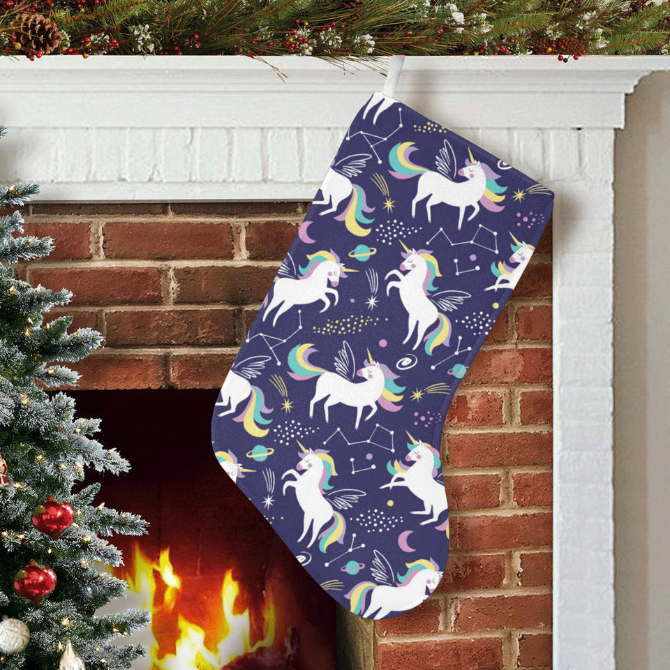 Hand drawn cute unicorn star planet Christmas Stocking