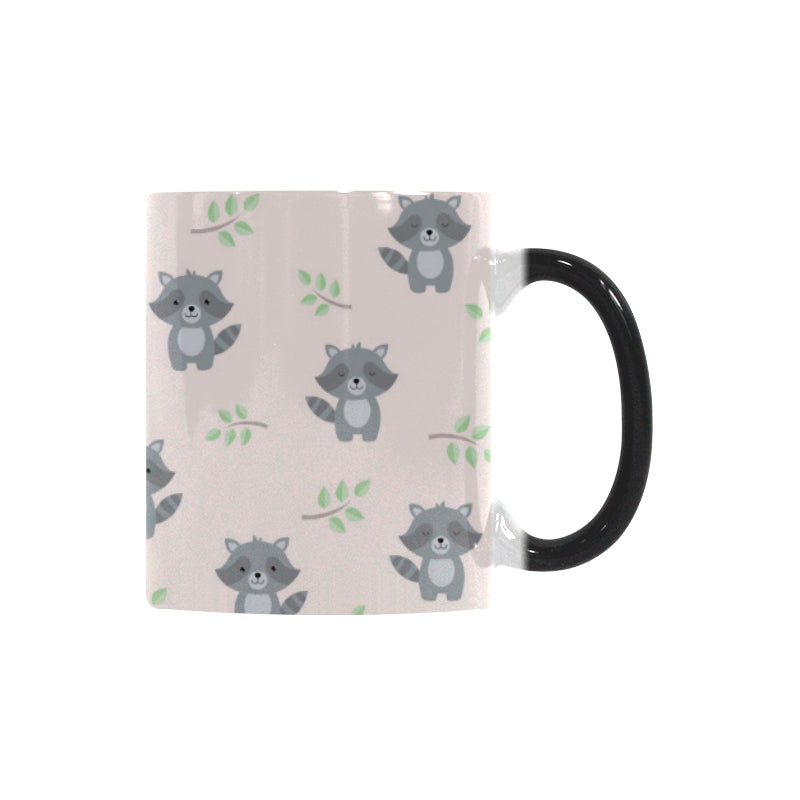 cute raccoons leaves pattern Morphing Mug Heat Changing Mug