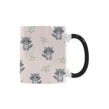 cute raccoons leaves pattern Morphing Mug Heat Changing Mug