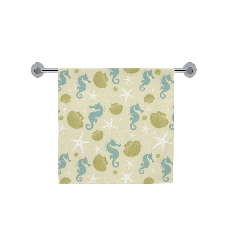 Seahorse shell starfish pattern background Bath Towel