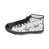 Hand Drawn faces of pandas pattern Women's High Top Canvas Shoes Black