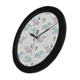 Cute elephant mouse pattern Elegant Black Wall Clock