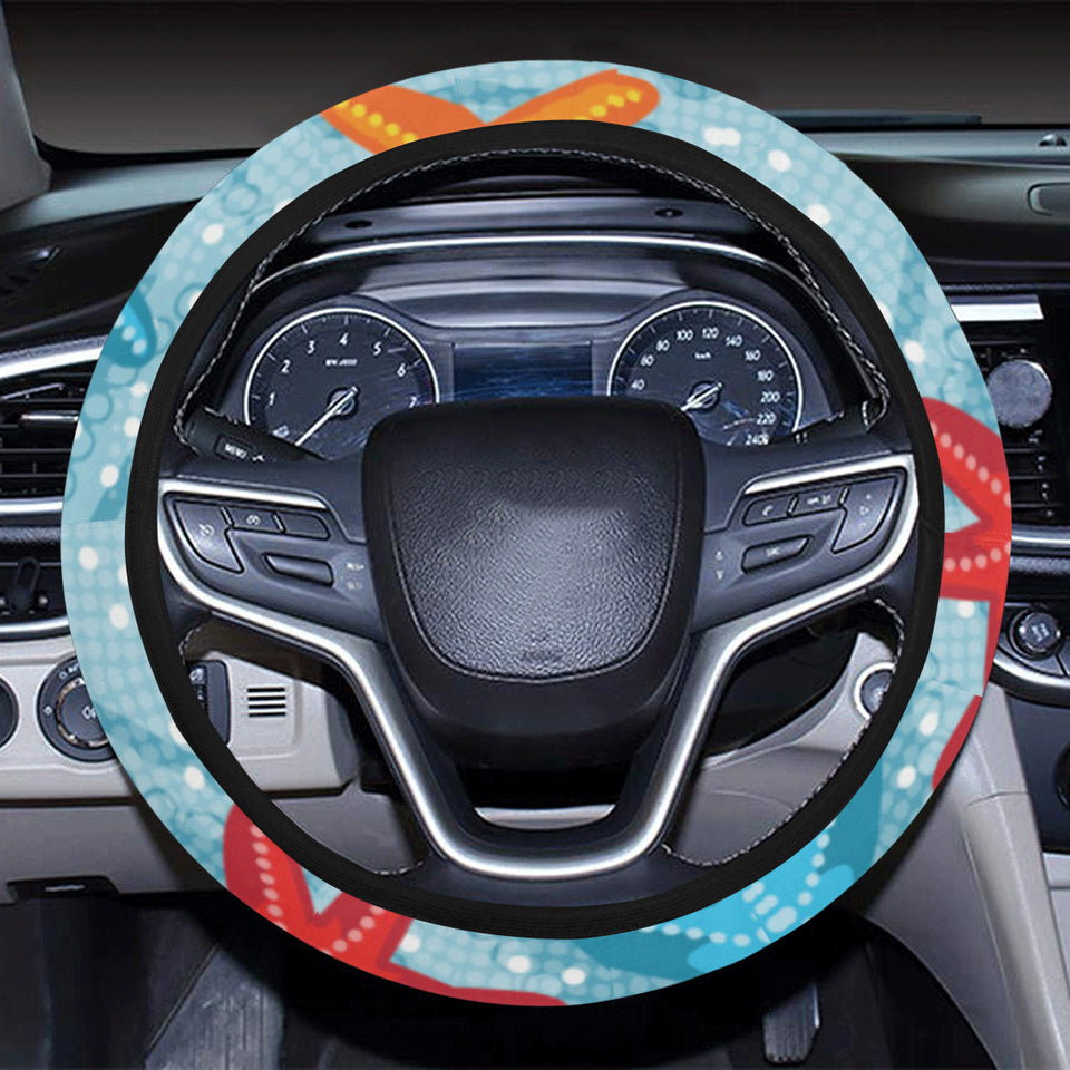 Blue red orange starfish pattern Car Steering Wheel Cover