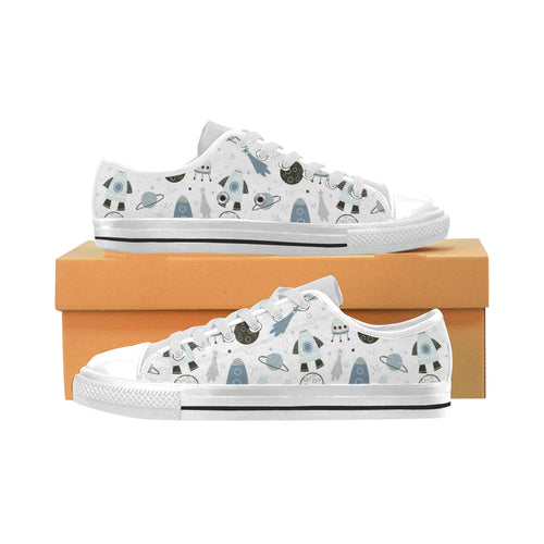 Hand drawn space elements space rocket star planet Men's Low Top Shoes White