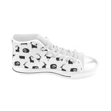 Goat ram pattern Men's High Top Canvas Shoes White
