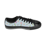 Watercolor Tulips pattern Men's Low Top Canvas Shoes Black