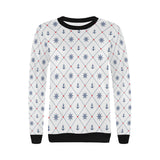 Anchor rudder nautical design pattern Women's Crew Neck Sweatshirt