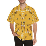 Bee flower pattern Men's All Over Print Hawaiian Shirt