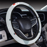 Snowman christmas  tree snow gray background Car Steering Wheel Cover
