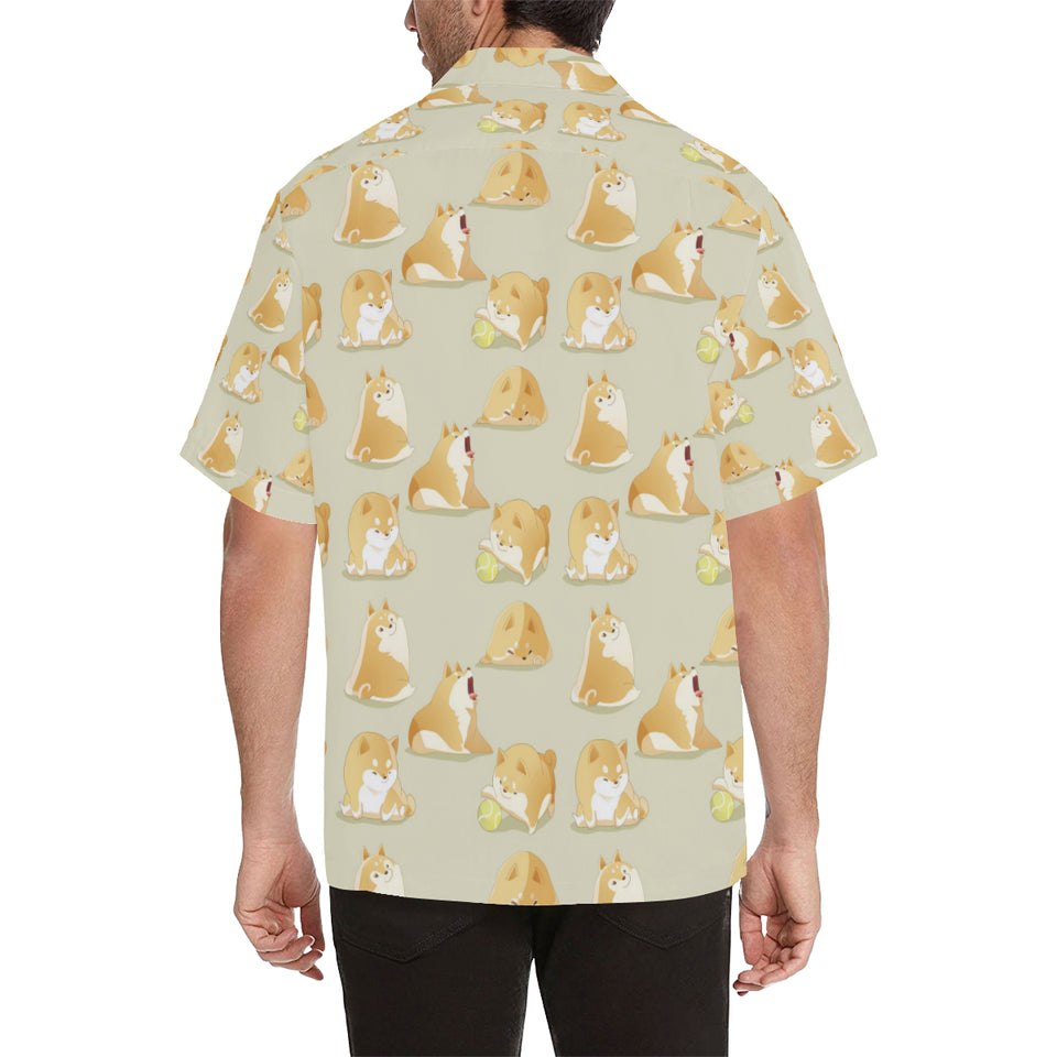 Cute fat shiba inu dog pattern Men's All Over Print Hawaiian Shirt
