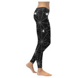 Spider web design pattern Black background white c Women's Legging Fulfilled In US