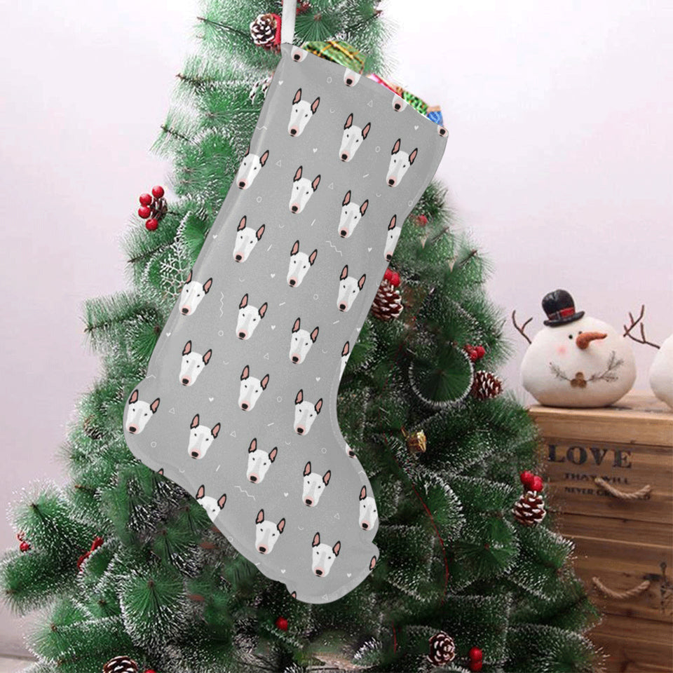 Bull Terrier Pattern Print Design 05 Christmas Stocking