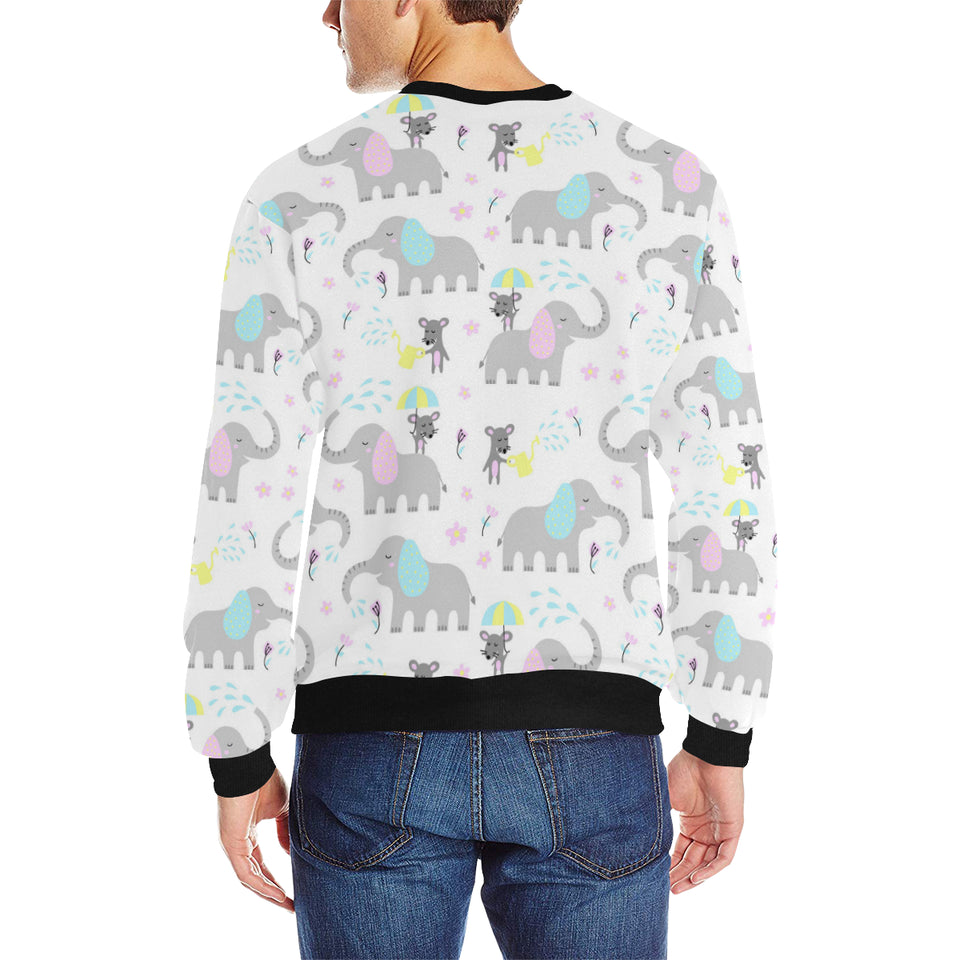 Cute elephant mouse pattern Men's Crew Neck Sweatshirt