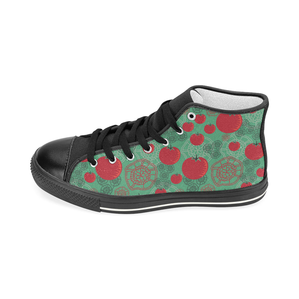 Tomato design pattern Women's High Top Canvas Shoes Black