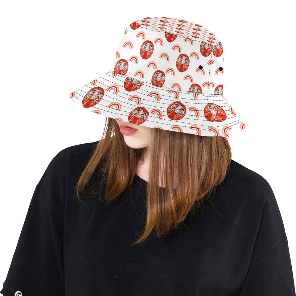 Daruma japanese wooden doll design pattern Unisex Bucket Hat