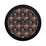 Sugar skulls flower maxican pattern Elegant Black Wall Clock