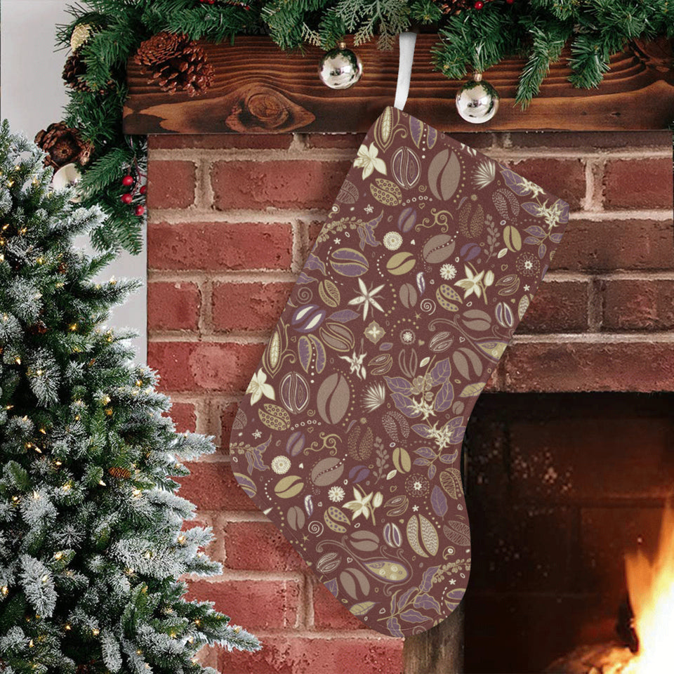 Coffee bean flower pattern Christmas Stocking