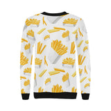 French fries white paper box pattern Women's Crew Neck Sweatshirt
