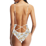 Cute beagle dog pattern background Women's One-Piece Swimsuit