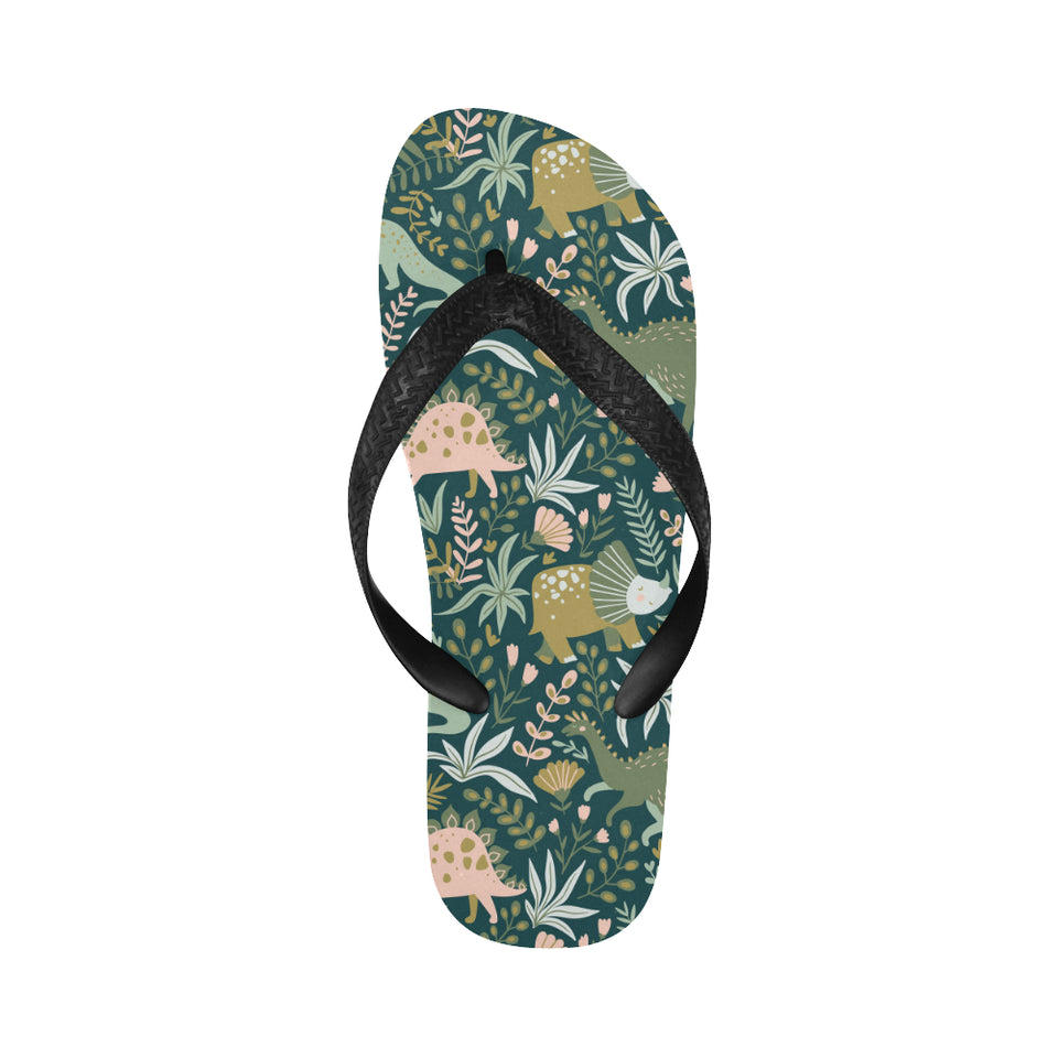 dinosaurs tropical leaves flower pattern Unisex Flip Flops