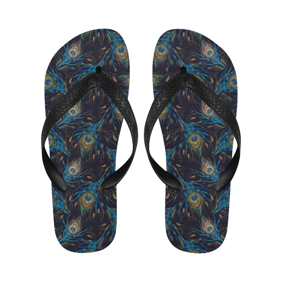 Beautiful peacock feather pattern Unisex Flip Flops