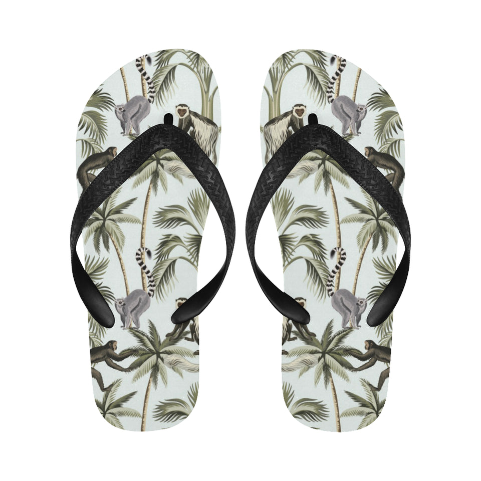 Monkey sloth lemur palm trees pattern Unisex Flip Flops