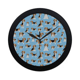 Beagle dog blue background pattern Elegant Black Wall Clock