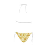 Saxophone cornet pattern yellow background Sexy Bikinis Two-Piece Swimsuits
