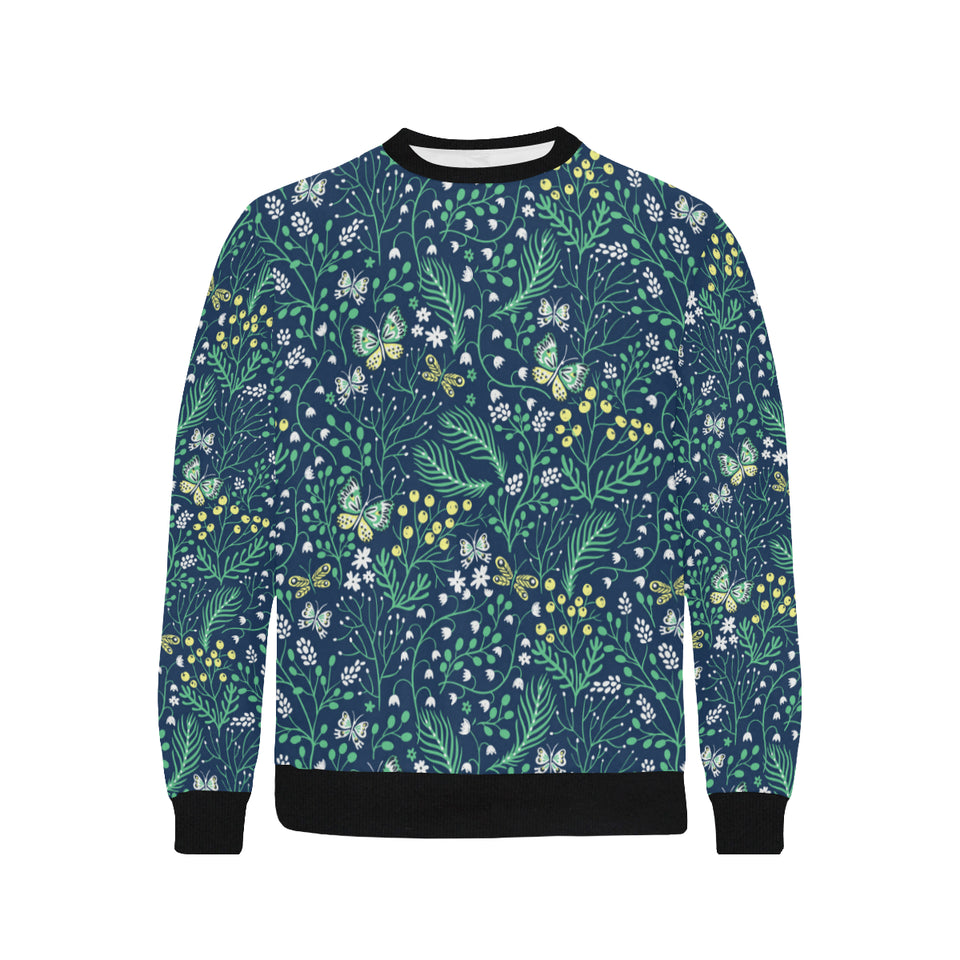butterfly leaves pattern Men's Crew Neck Sweatshirt