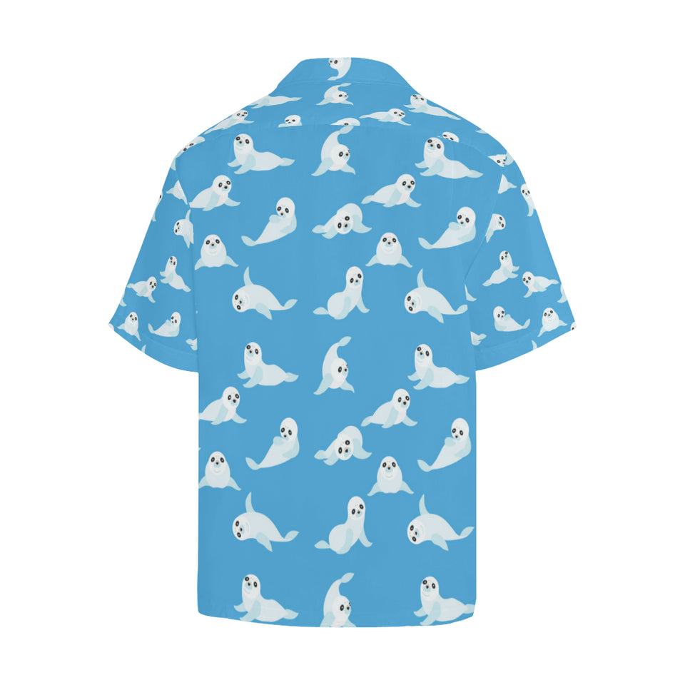 Cute sea lion seal pattern background Men's All Over Print Hawaiian Shirt