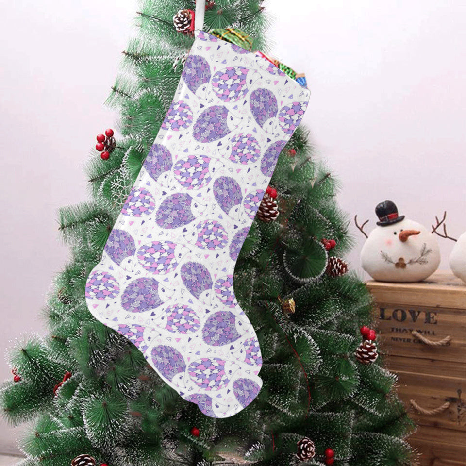 Hedgehog Pattern Print Design 05 Christmas Stocking