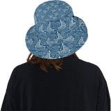 Hand drawn sailboat pattern Unisex Bucket Hat