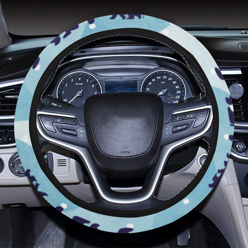polar bear winter snow pattern Car Steering Wheel Cover