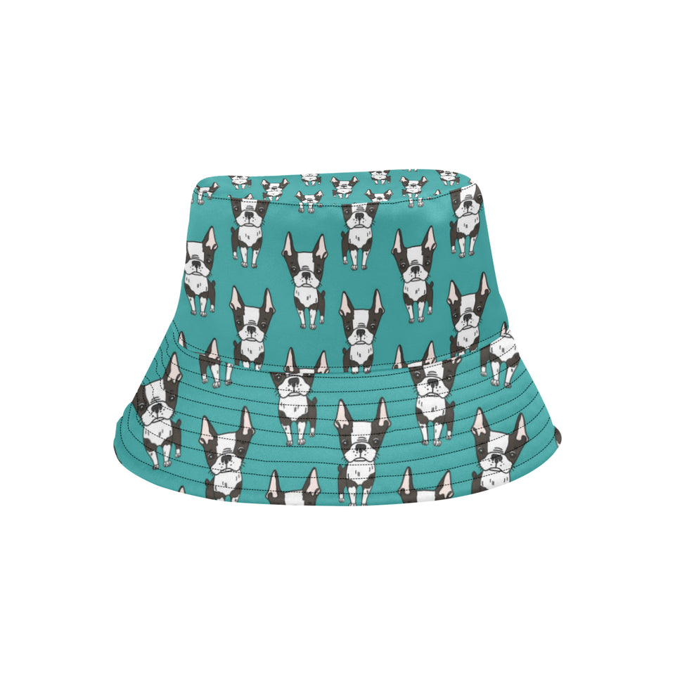 Hand drawn boston terrier dog pattern Unisex Bucket Hat