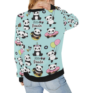 Cute baby panda pattern Women's Crew Neck Sweatshirt