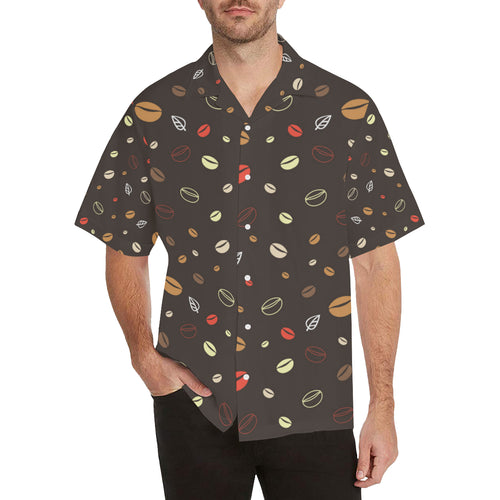 Coffee bean leave pattern Men's All Over Print Hawaiian Shirt